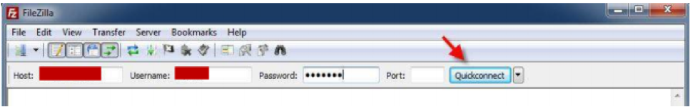 Filezilla login prompt screenshot